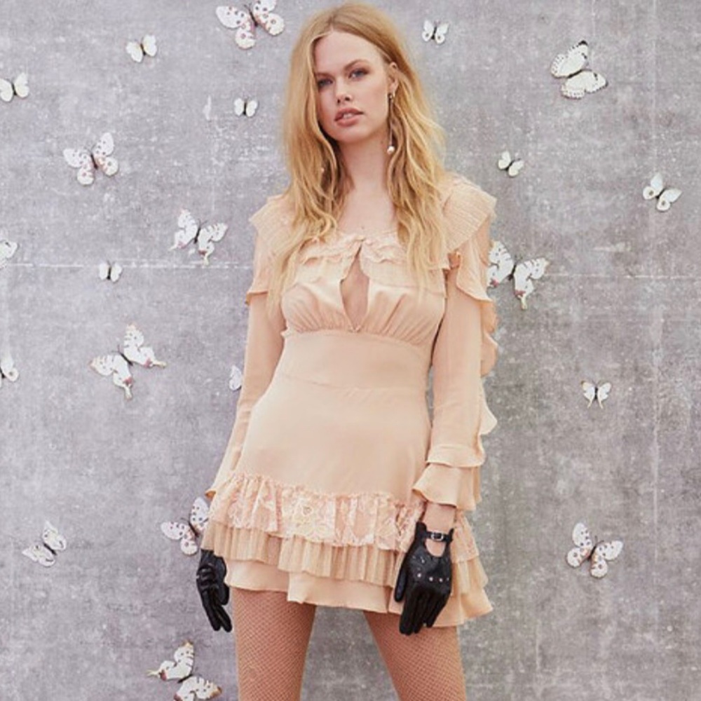 For Love and Lemons Claire Pleated Ruffle Dress